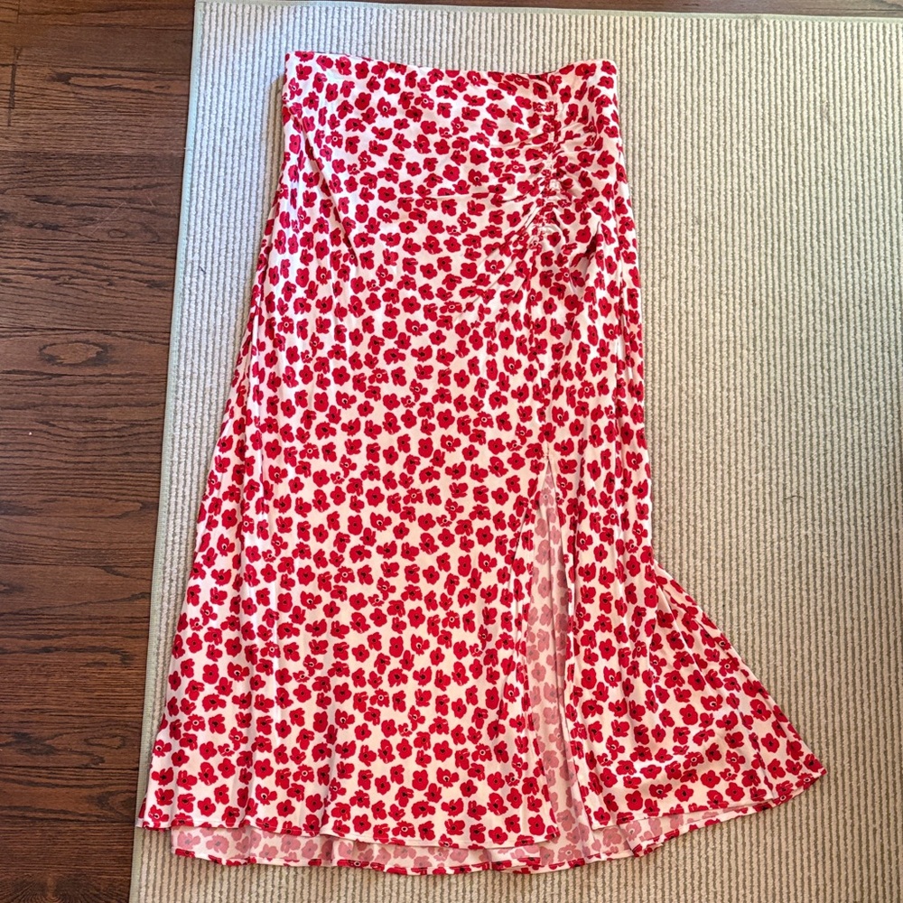 Anthropologie Floral Silk Skirt
